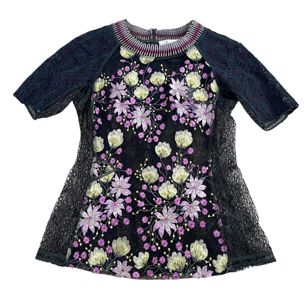 Byron Lars Beauty Mark Floral Lace Embroidered Blouse - Size 2 - Picture 6 of 14
